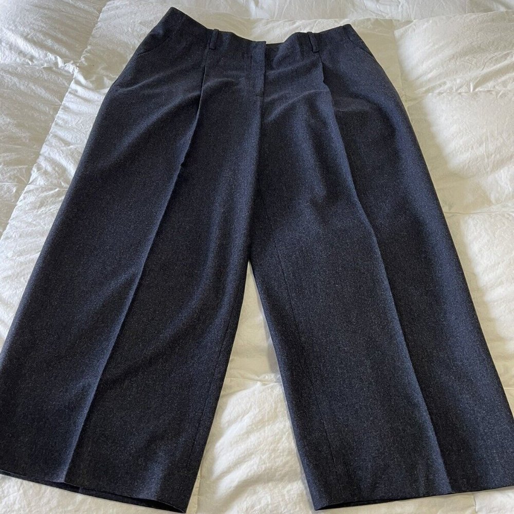 LAFAYETTE 148 Women’s Wide Leg Cropped Trousers~ Wool Dark Blue SZ 8.  Brand new